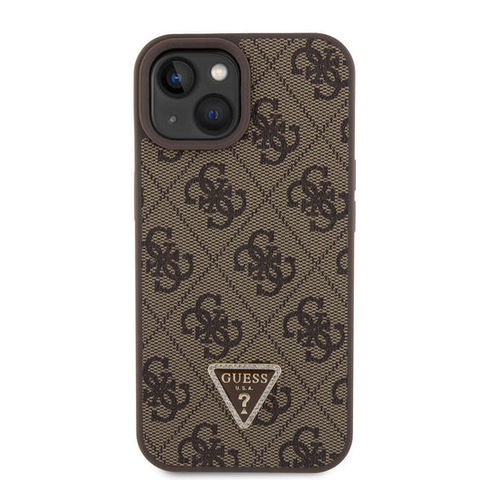 Husa pentru Apple iPhone 15, Guess, Crossbody 4G Metal Logo, Maro