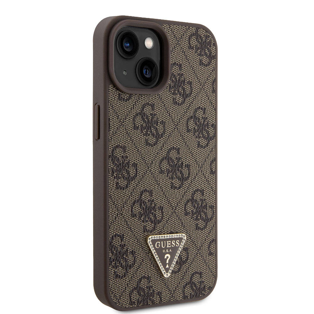 Husa pentru Apple iPhone 15, Guess, Crossbody 4G Metal Logo, Maro
