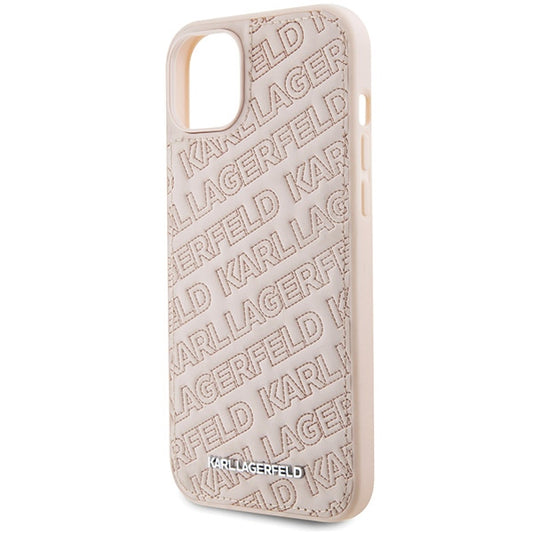 Husa pentru Apple iPhone 15, Karl Lagerfeld, Diagonal Quilted K Pattern, Roz