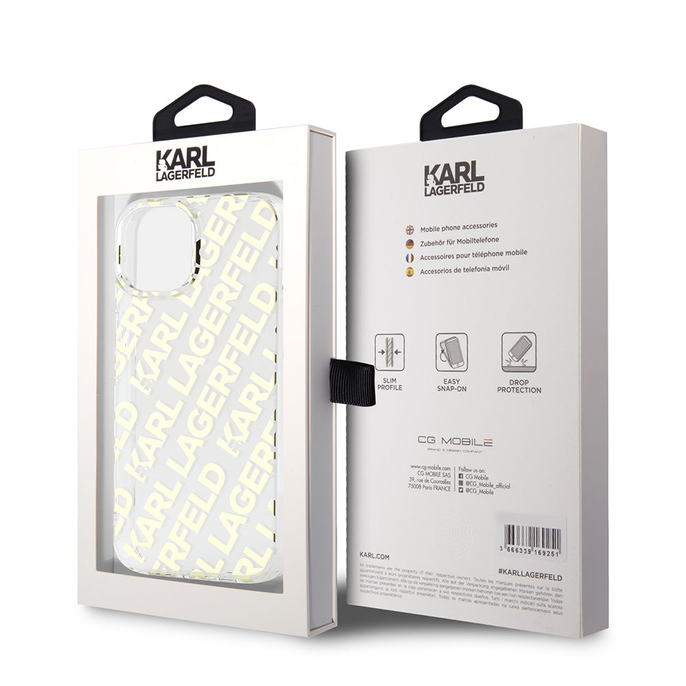 Husa pentru Apple iPhone 15, Karl Lagerfeld, IML Luxury Gold Fullover Logo, Aurie