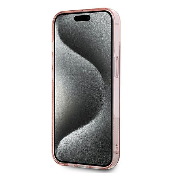 Husa pentru Apple iPhone 15, Karl Lagerfeld, IML Luxury Monogram Choupette's Head, Roz