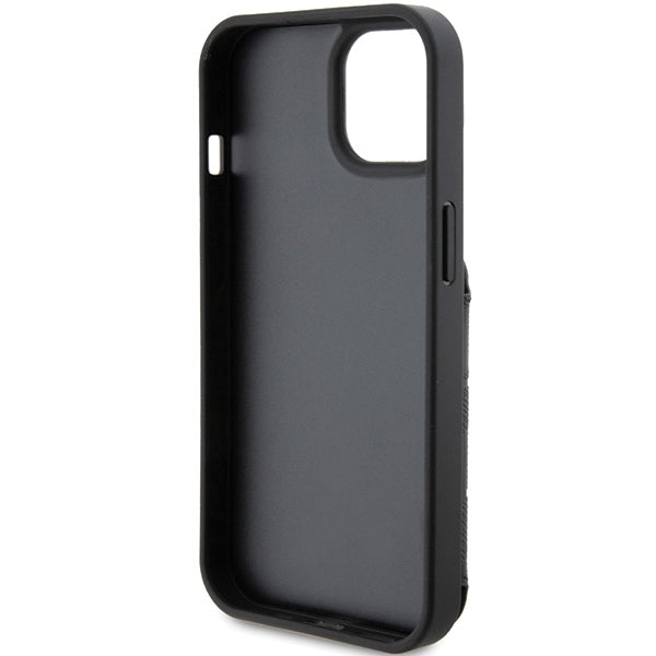 Husa pentru Apple iPhone 15, Karl Lagerfeld, Saffiano Cardslots and Stand Monogram Choupette, Neagra
