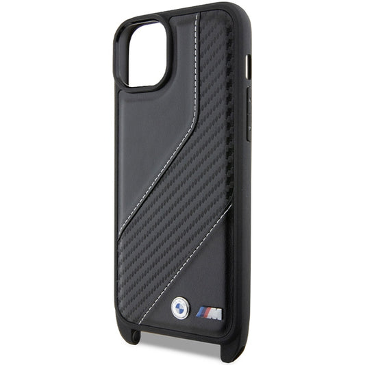 Husa pentru Apple iPhone 15 Plus, BMW, M Edition Carbon Stripe & Strap, Neagra