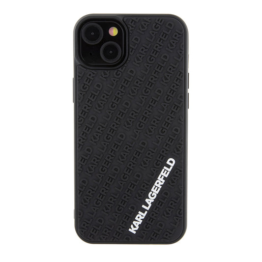 Husa pentru Apple iPhone 15 Plus, Karl Lagerfeld, 3D Rubber Multi Logo, Neagra