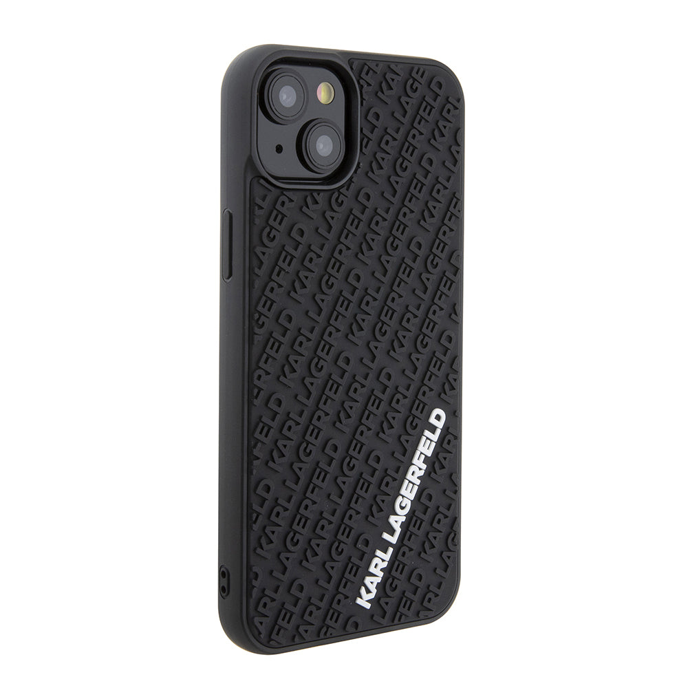 Husa pentru Apple iPhone 15 Plus, Karl Lagerfeld, 3D Rubber Multi Logo, Neagra