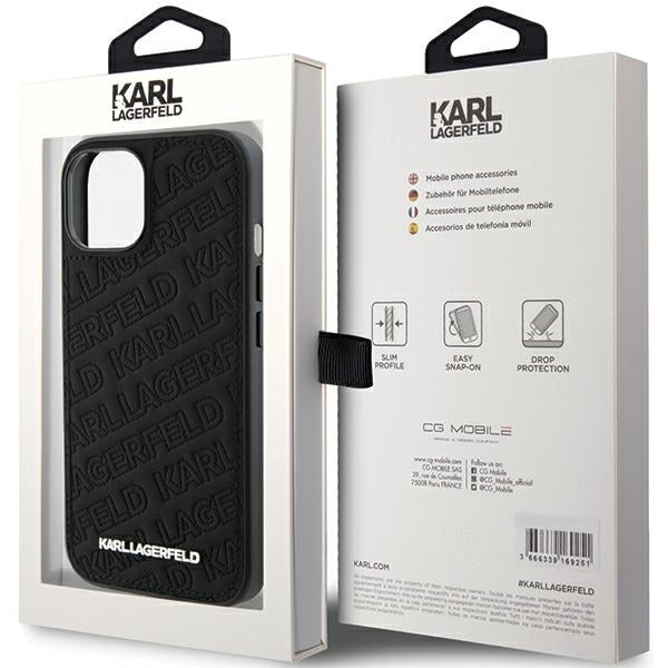 Husa pentru Apple iPhone 15 Plus, Karl Lagerfeld, Diagonal Quilted K Pattern, Neagra