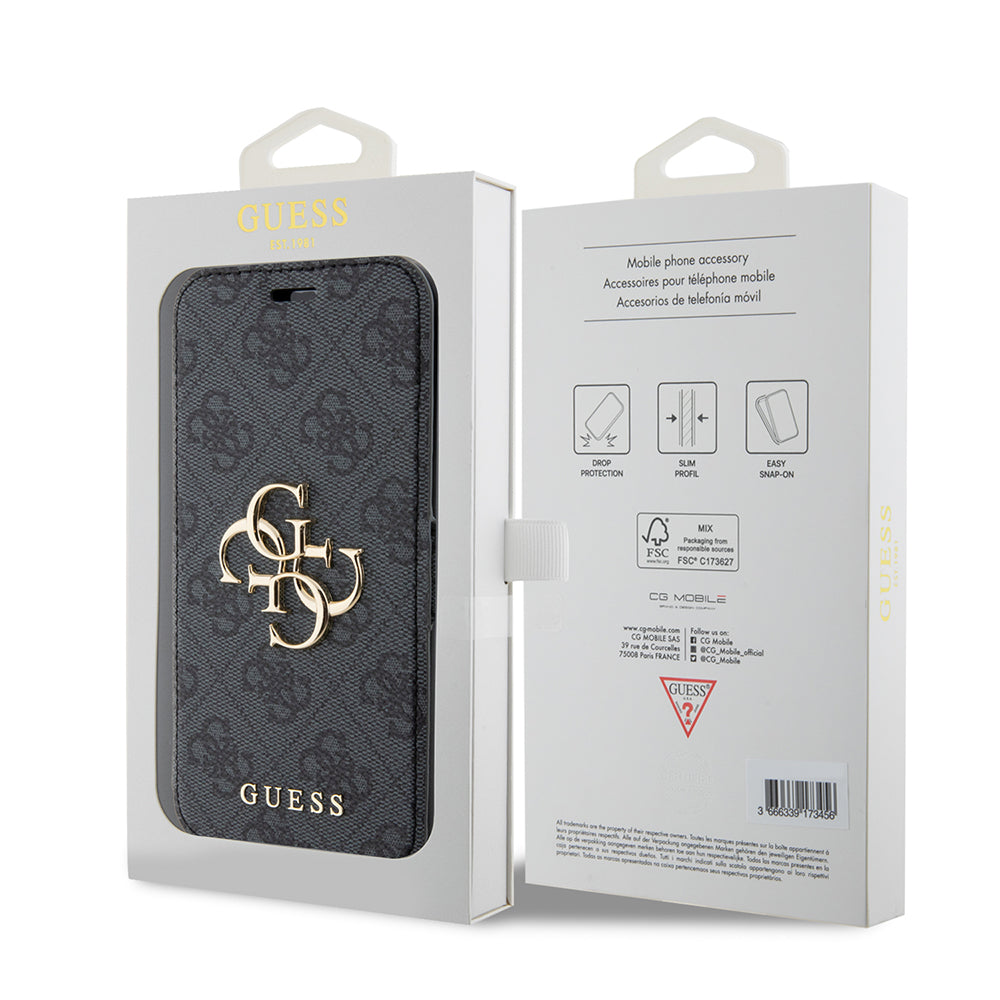 Husa pentru Apple iPhone 15 Pro, Guess, 4G Book, Gri