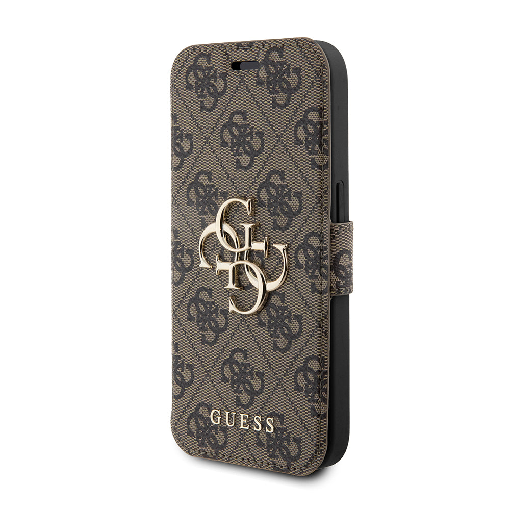 Husa pentru Apple iPhone 15 Pro, Guess, 4G Book, Maro