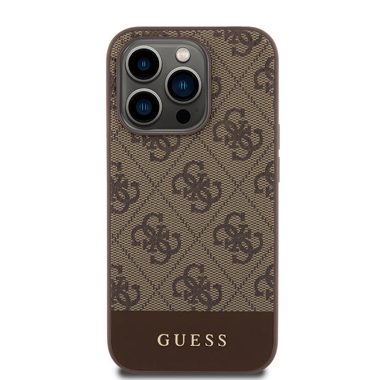 Husa pentru Apple iPhone 15 Pro, Guess, 4G Stripe, Maro