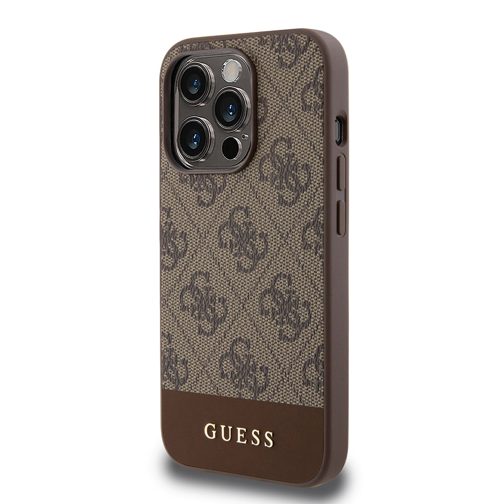 Husa pentru Apple iPhone 15 Pro, Guess, 4G Stripe, Maro