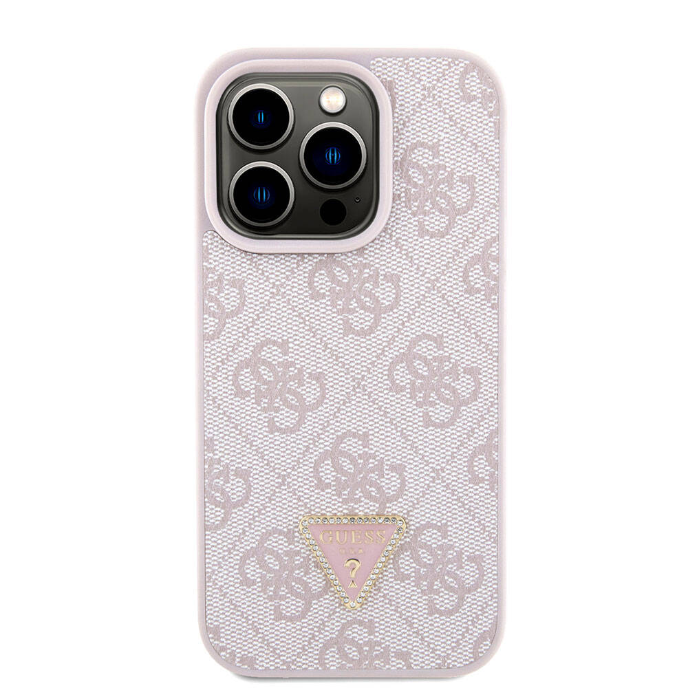 Husa pentru Apple iPhone 15 Pro, Guess, Crossbody 4G Metal Logo, Roz