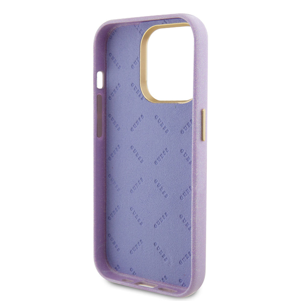 Husa pentru Apple iPhone 15 Pro, Guess, Glitter Glossy Script, Mov Deschis