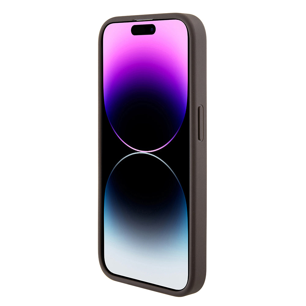 Husa pentru Apple iPhone 15 Pro, Guess, Grip Stand 4G Triangle Strass, Maro