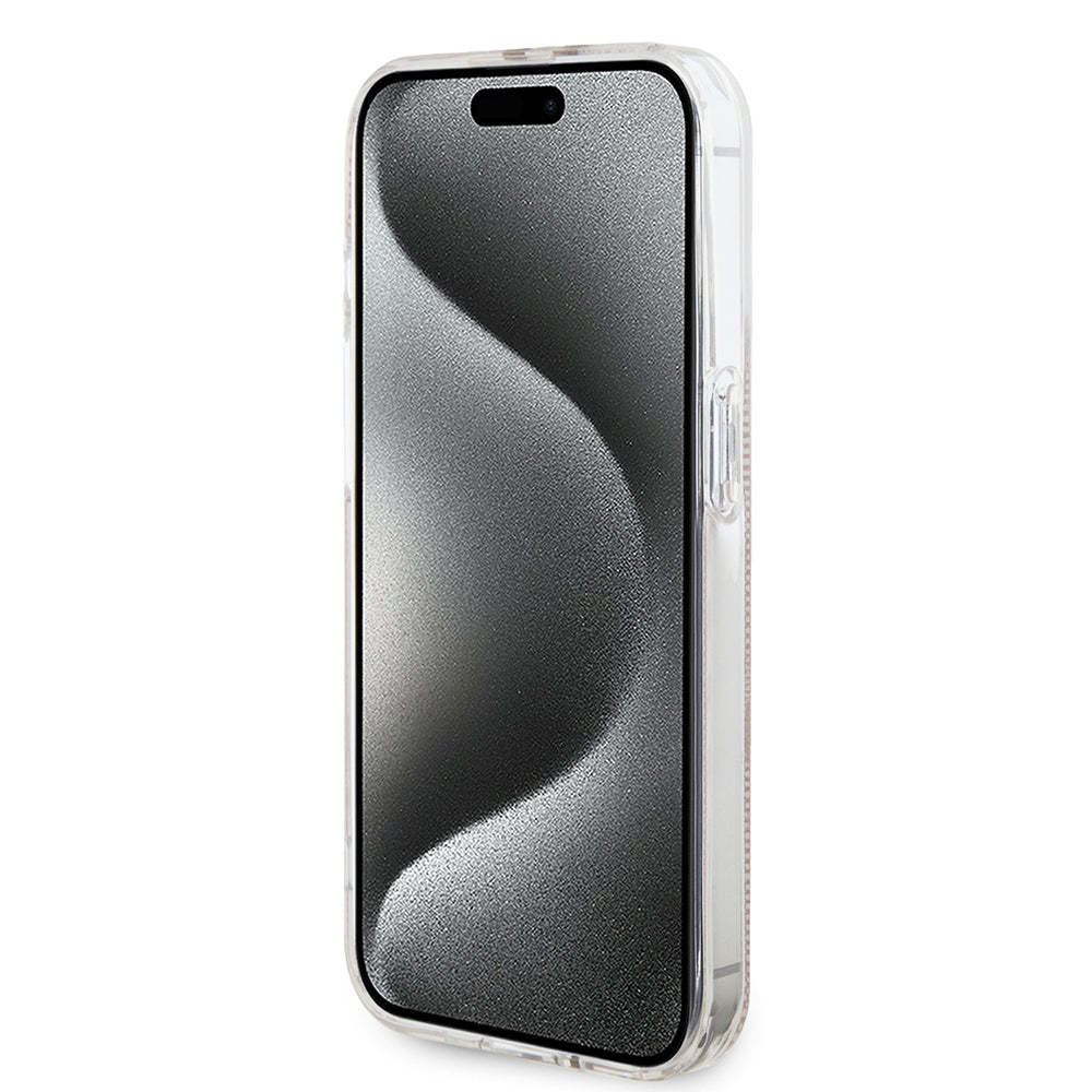 Husa pentru Apple iPhone 15 Pro, Guess, IML 4G Gold Stripe, Roz
