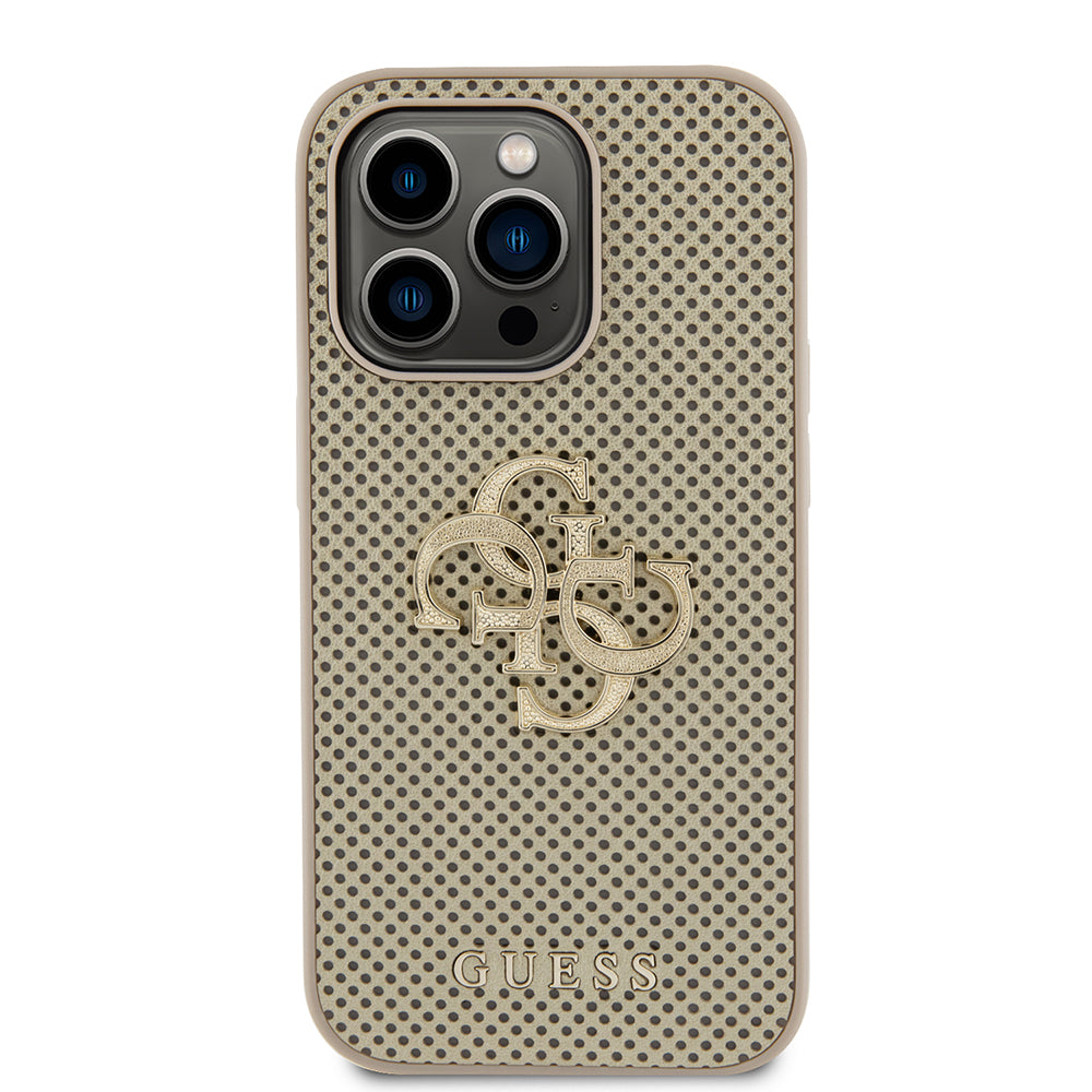 Husa pentru Apple iPhone 15 Pro, Guess, Perforated 4G, Aurie