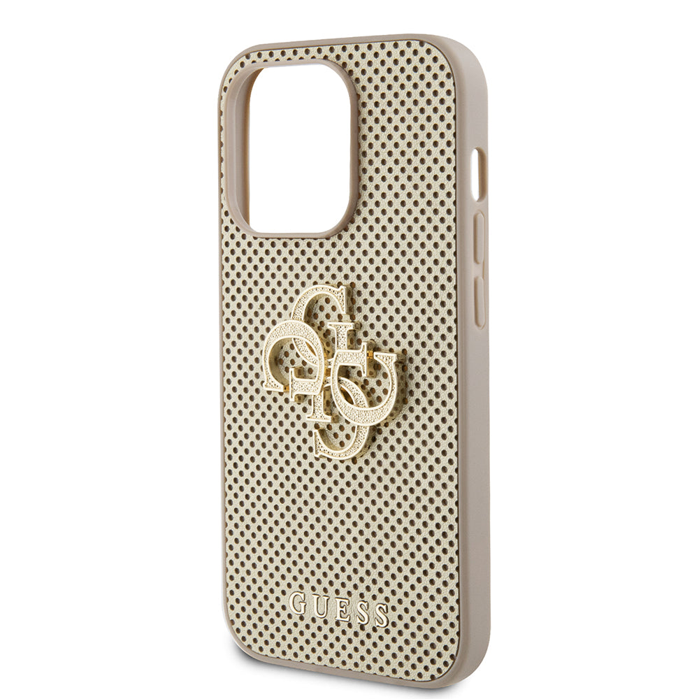 Husa pentru Apple iPhone 15 Pro, Guess, Perforated 4G, Aurie