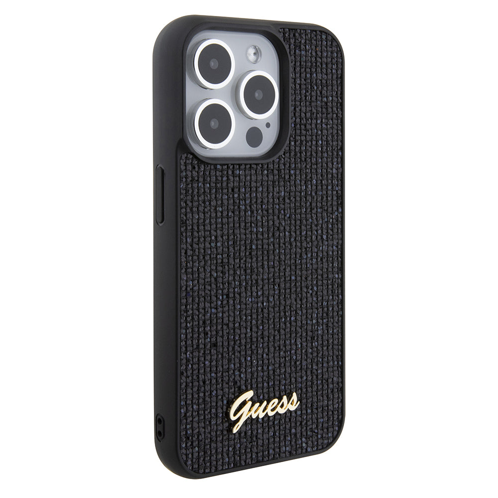 Husa pentru Apple iPhone 15 Pro, Guess, PU Square Mirror Script Logo, Neagra GUHCP15LPMSDGSK