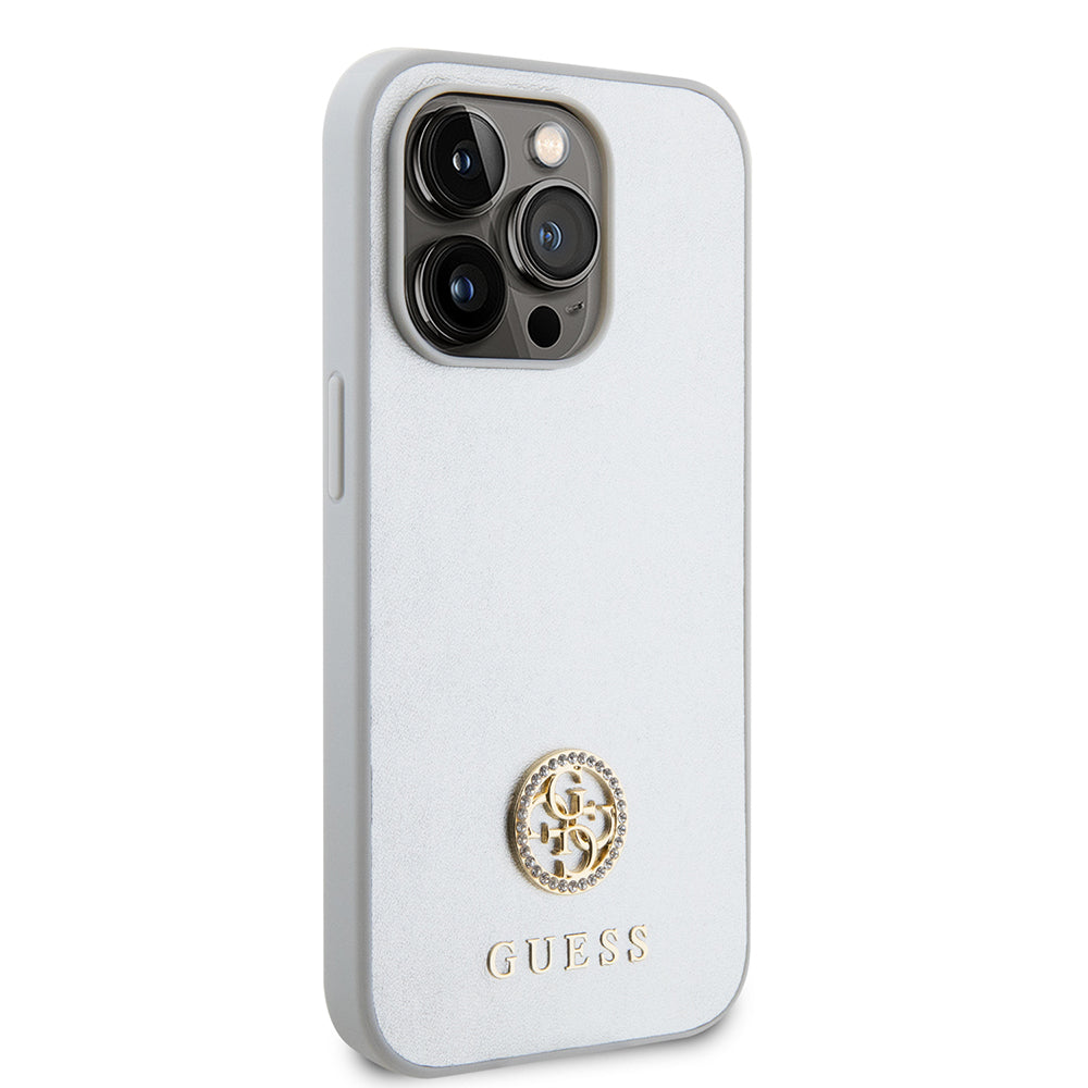 Husa pentru Apple iPhone 15 Pro, Guess, Strass Metal Logo, Argintie