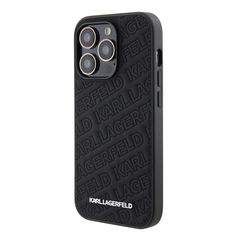 Husa pentru Apple iPhone 15 Pro, Karl Lagerfeld, Diagonal Quilted K Pattern, Neagra