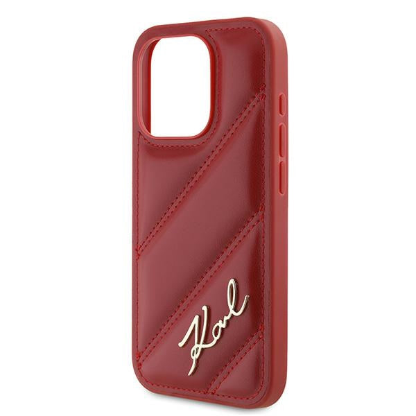 Husa pentru Apple iPhone 15 Pro, Karl Lagerfeld, Diagonal Quilted Script, Rosie