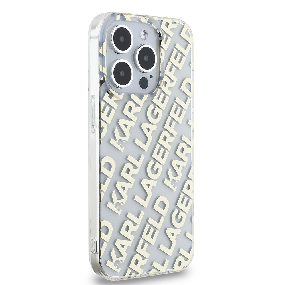 Husa pentru Apple iPhone 15 Pro, Karl Lagerfeld, IML Electroplated Repeated Logo, Aurie