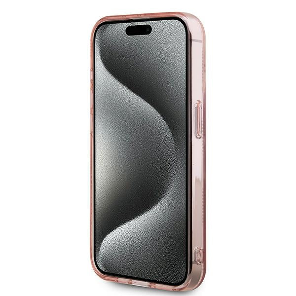 Husa pentru Apple iPhone 15 Pro, Karl Lagerfeld, IML Luxury Monogram Choupette's Head, Roz