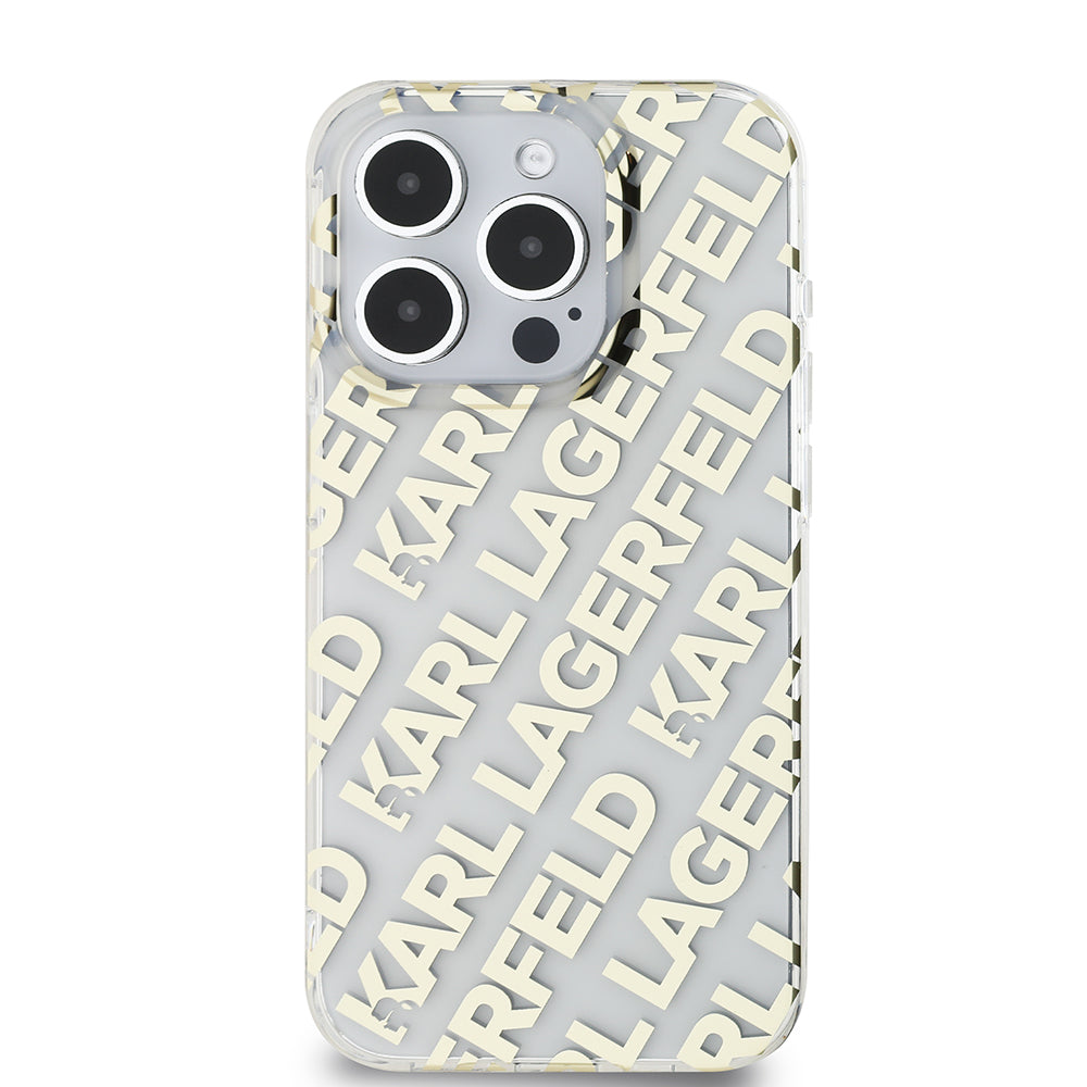 Husa pentru Apple iPhone 15 Pro, Karl Lagerfeld, IML Luxury Monogram KL Pattern with Strap, Neagra