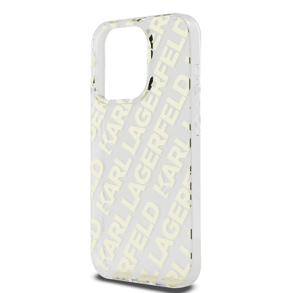 Husa pentru Apple iPhone 15 Pro, Karl Lagerfeld, IML Luxury Monogram KL Pattern with Strap, Neagra