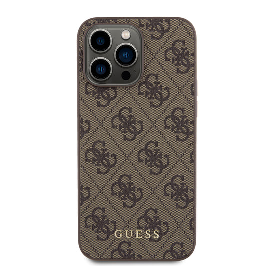 Husa pentru Apple iPhone 15 Pro Max, Guess, 4G Metal Gold Logo, Maro