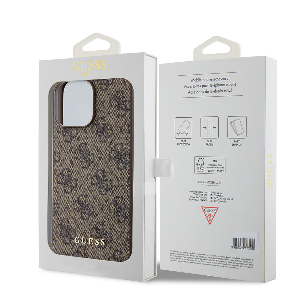 Husa pentru Apple iPhone 15 Pro Max, Guess, 4G Metal Gold Logo, Maro
