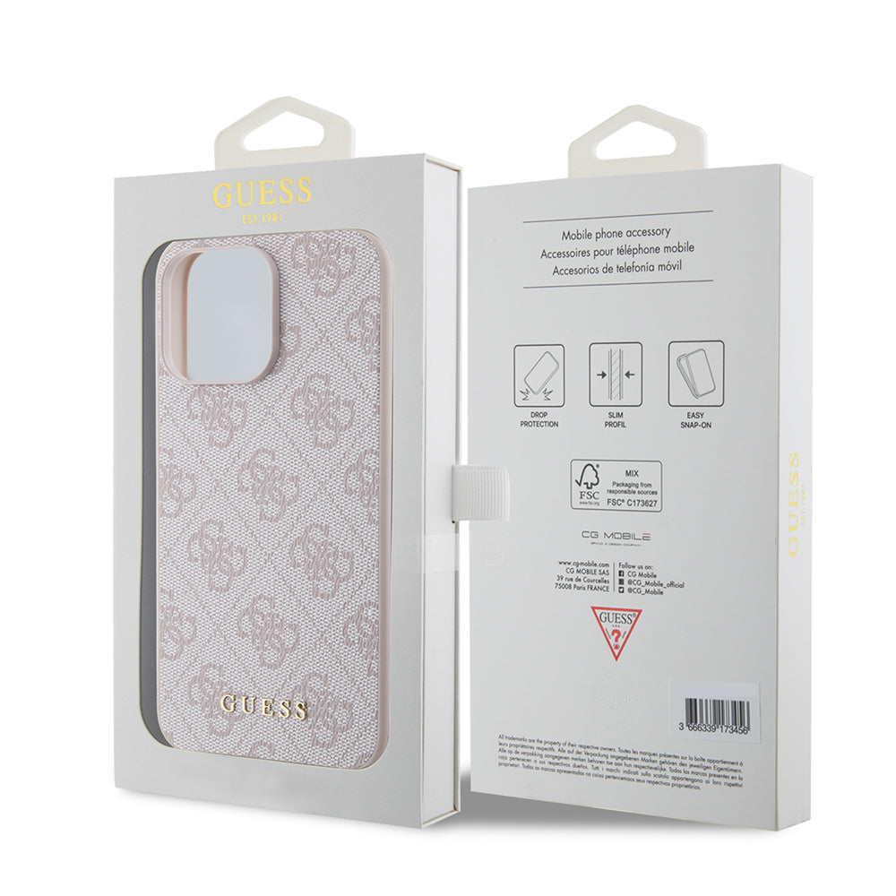 Husa pentru Apple iPhone 15 Pro Max, Guess, 4G Metal Gold Logo, Roz