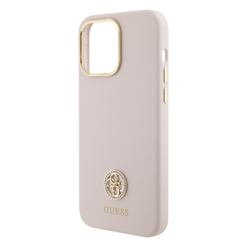 Husa pentru Apple iPhone 15 Pro Max, Guess, 4G Strass Metal Logo, Roz
