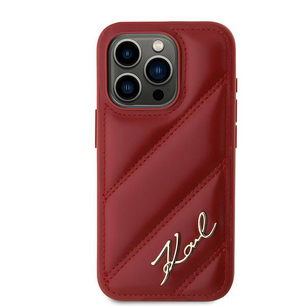 Husa pentru Apple iPhone 15 Pro Max, Karl Lagerfeld, Diagonal Quilted Script, Rosie
