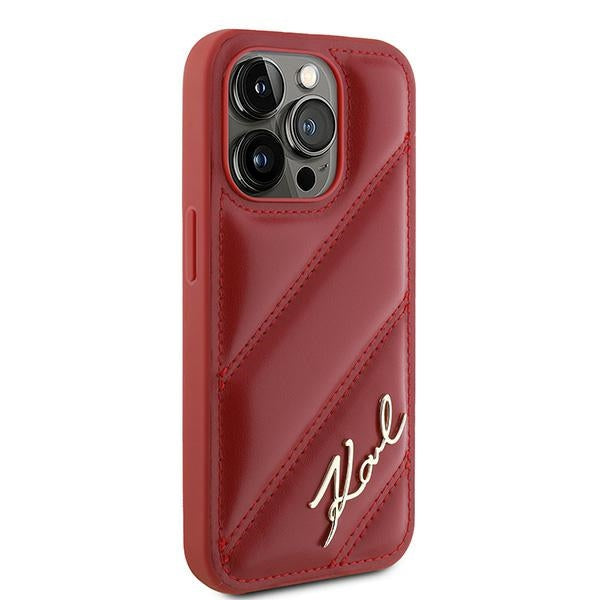 Husa pentru Apple iPhone 15 Pro Max, Karl Lagerfeld, Diagonal Quilted Script, Rosie