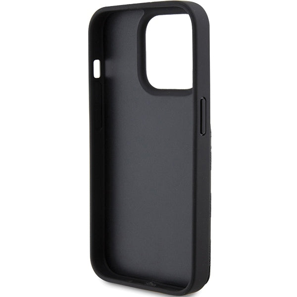 Husa pentru Apple iPhone 15 Pro Max, Karl Lagerfeld, Saffiano Cardslots and Stand Monogram Ikonik Karl, Neagra