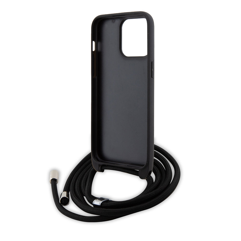 Husa pentru Apple iPhone 15 Pro Max, Karl Lagerfeld, Saffiano Crossbody Monogram Metal Pin Karl, Neagra