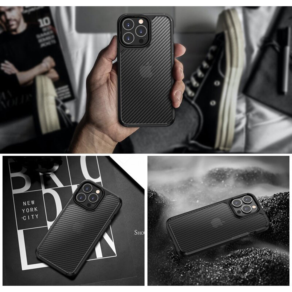 Husa pentru Apple iPhone 15 Pro Max, Techsuit, CarbonFuse, Neagra