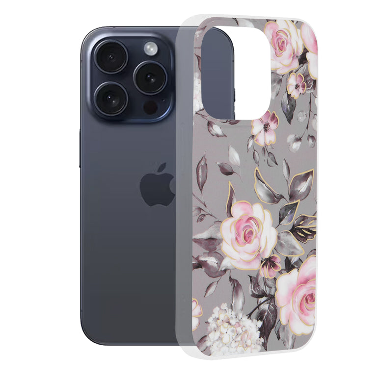 Husa pentru Apple iPhone 15 Pro, Techsuit, Marble, Gri