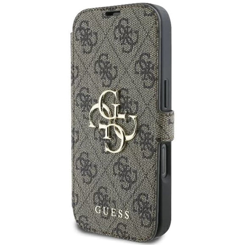 Husa pentru Apple iPhone 16, Guess, 4G Book, Maro