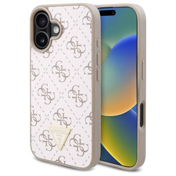 Husa pentru Apple iPhone 16, Guess, 4G Triangle Logo, Alba