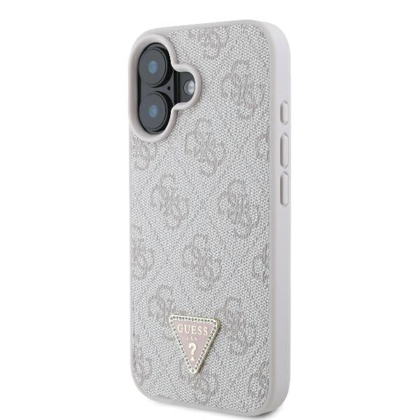 Husa pentru Apple iPhone 16, Guess, Crossbody 4G Triangle Strass, Albastra