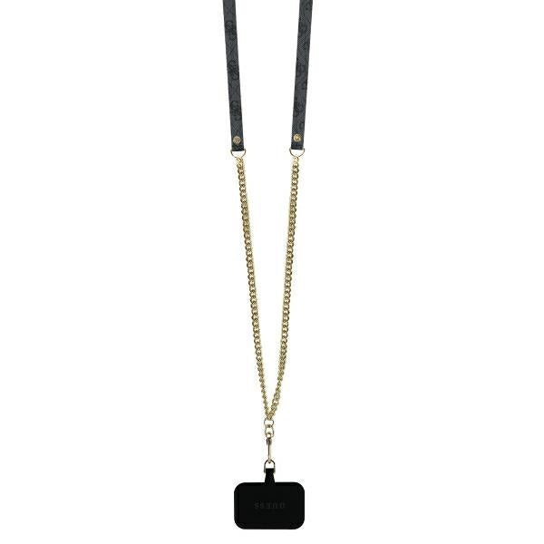 Husa pentru Apple iPhone 16, Guess, Crossbody 4G Triangle Strass, Neagra