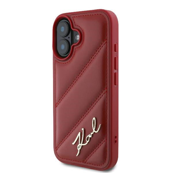 Husa pentru Apple iPhone 16, Karl Lagerfeld, Diagonal Quilted Script, Rosie