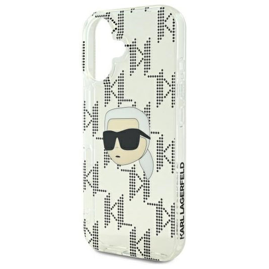 Husa pentru Apple iPhone 16, Karl Lagerfeld, IML Luxury Electroplated Karl's Head, Transparenta