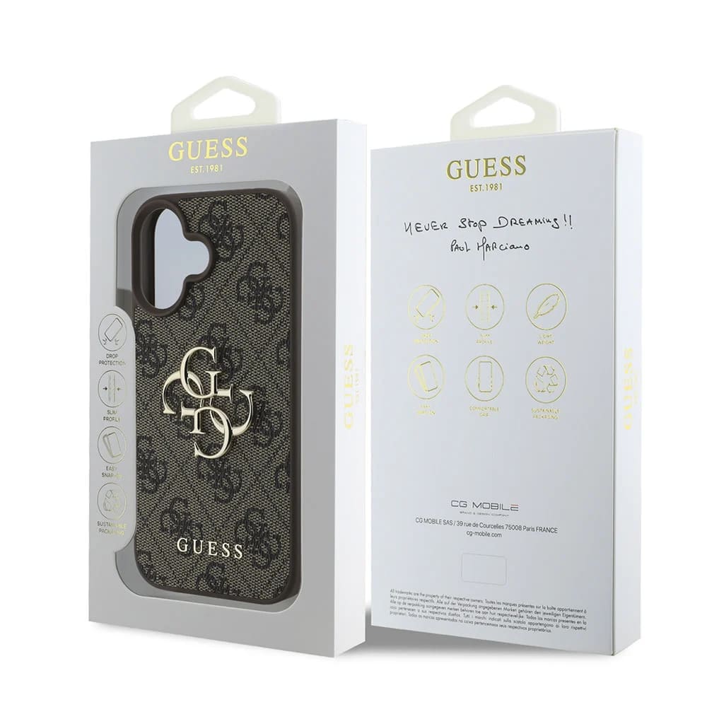 Husa pentru Apple iPhone 16 Plus, Guess, 4G Big Logo, Maro