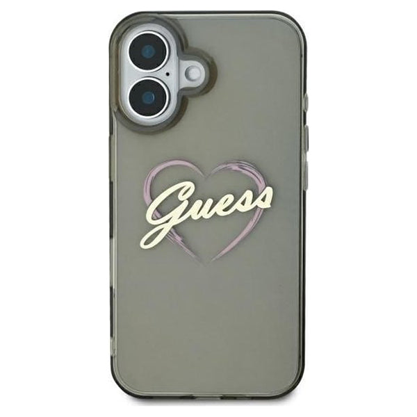 Husa pentru Apple iPhone 16 Plus, Guess, IML Heart, Neagra