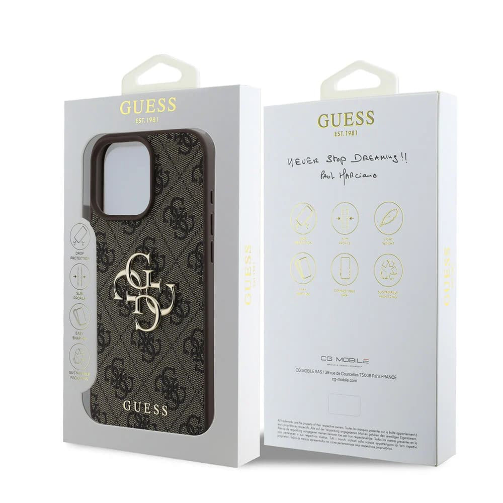 Husa pentru Apple iPhone 16 Pro, Guess, 4G Big Logo, Maro