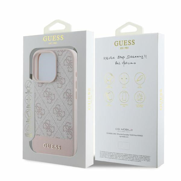 Husa pentru Apple iPhone 16 Pro, Guess, 4G Bottom Stripe, Roz