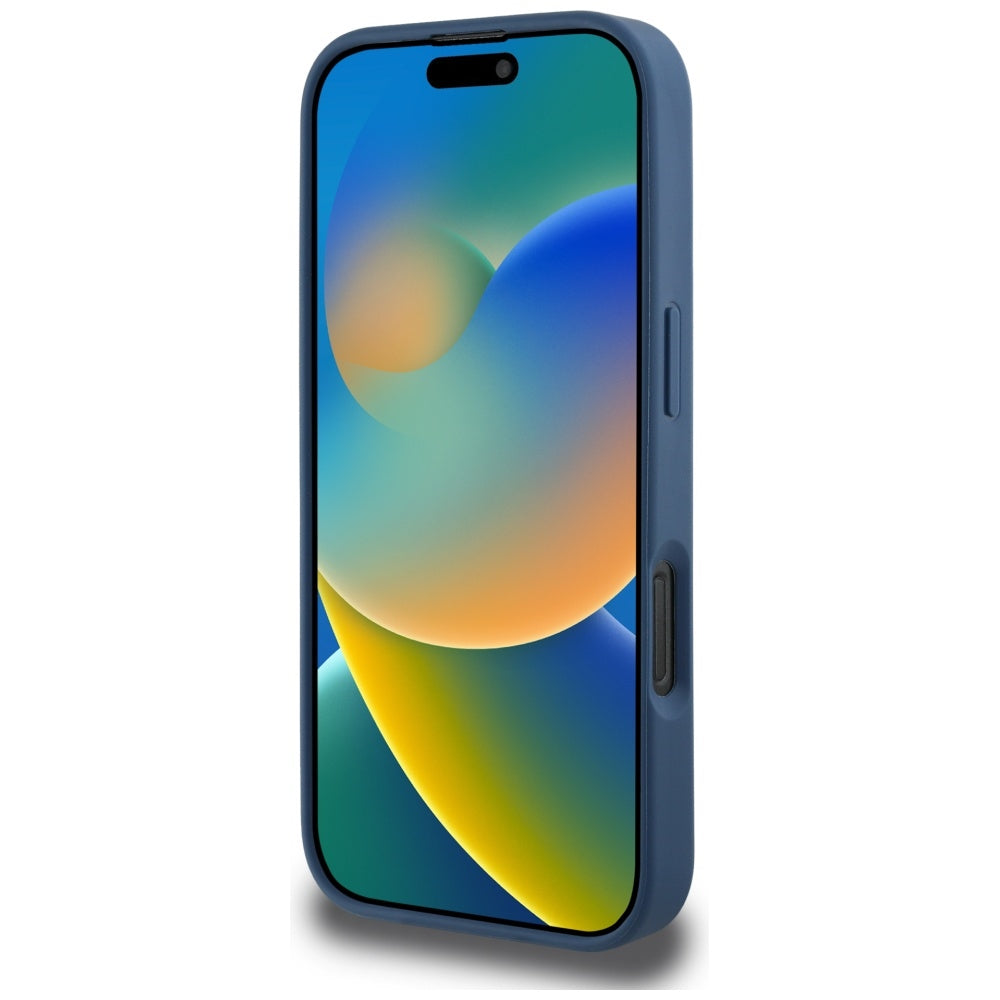 Husa pentru Apple iPhone 16 Pro, Guess, 4G Grained Roses Big Logo, Albastra