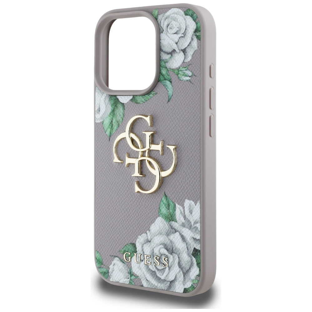 Husa pentru Apple iPhone 16 Pro, Guess, 4G Grained Roses Big Logo, Mov